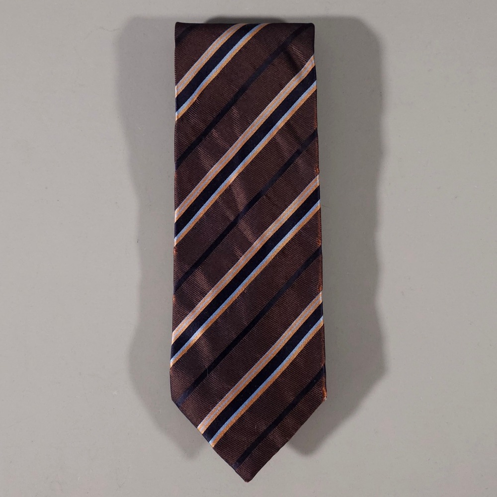 Burberry Necktie Mens OS Brown Striped Silk London Luxury Accessory
